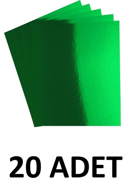 20 Adet Yeşil Aynalı Fon Kartonu 50X70 cm Metalik Fon Kartonu
