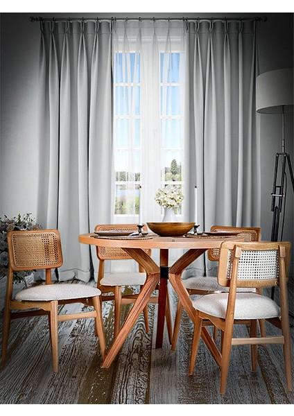 Pera Natural Ahşap Masa Sandalye Takımı 110X110