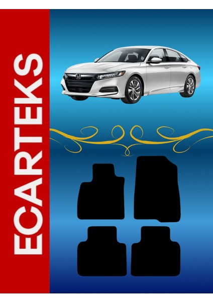 Honda Accord (2018 ve Sonrası) Uyumlu Velur Kaymaz Taban Klipsli Halı Paspas