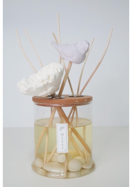 Dekorlu Masif Ahşap Kapaklı 250 ml Yuvarlak Şişe Yasemin Sandal Oda Kokusu fiyatları