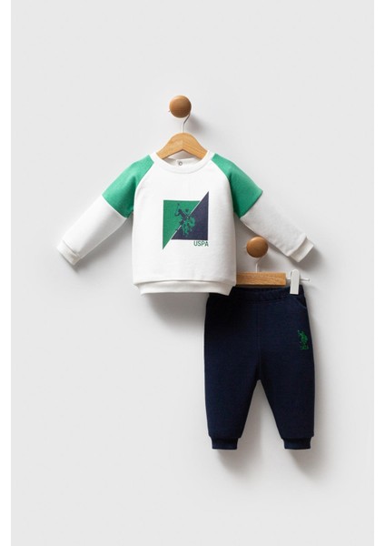 Erkek Bebek 2'li Takım Beyaz-Yeşil