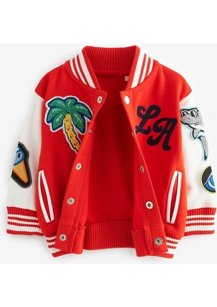 Kolej Tarzı Bomber Ceket – Kırmızı & Beyaz modelleri