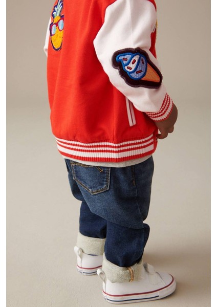 Kolej Tarzı Bomber Ceket – Kırmızı & Beyaz indirimleri