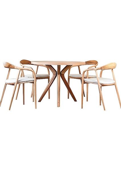 Achanthus Natural Ahşap Masa Sandalye Takımı 100X100 fiyatları