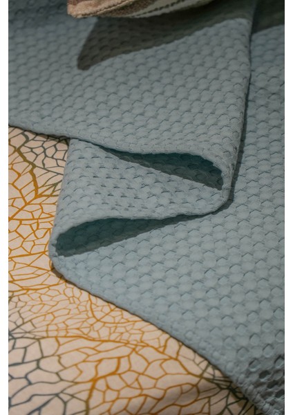 Premium %100 Pamuk Çift Kişilik Yazlık Pike, Yatak Örtüsü, Terletmez Kumaş(Petrol MAVİSİ)(240X200CM)