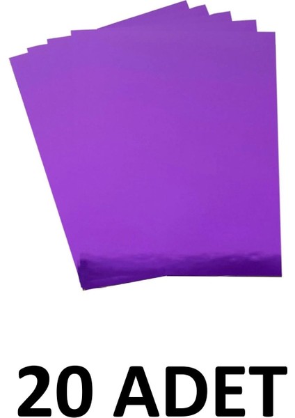 20 Adet Mor Aynalı Fon Kartonu 50X70 cm Metalik Fon Kartonu