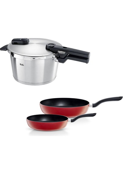Vitaquick Premium 6 Litre Düdüklü Tencere + Kırmızı Cenit Tava Set