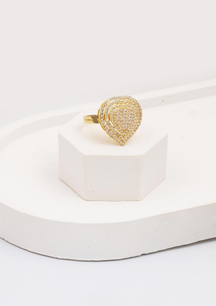 Pırıltılı Kalp 14 Ayar Altın Yüzük fırsatları