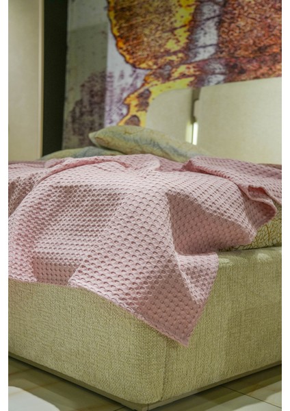 Premium %100 Pamuk Çift Kişilik Yazlık Pike, Yatak Örtüsü,terletmez Kumaş(Pudra Renk) (240X200CM) fiyatları