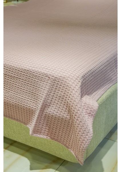 Premium %100 Pamuk Çift Kişilik Yazlık Pike, Yatak Örtüsü,terletmez Kumaş(Pudra Renk) (240X200CM) fırsatları