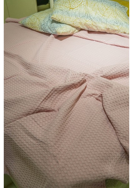 Premium %100 Pamuk Çift Kişilik Yazlık Pike, Yatak Örtüsü,terletmez Kumaş(Pudra Renk) (240X200CM) indirimleri