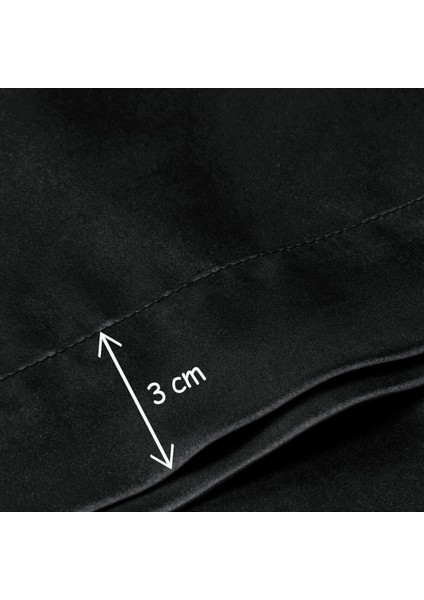 İpek Saten Yastık Kılıfı 2 Adet 50x70cm 2 Adet Saten Tokalı Siyah