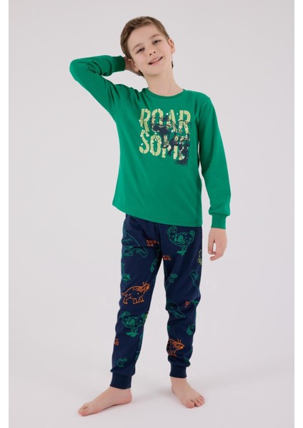 Erkek Çocuk Uzun Kol Pijama Takım Orman Yeşili