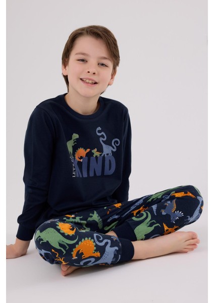 Erkek Çocuk Uzun Kol Pijama Takım Lacivert
