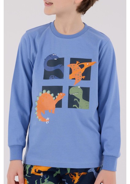 Erkek Çocuk Uzun Kol Pijama Takım Açık Indigo indirimleri