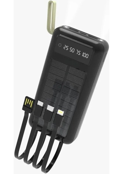 Solar 30.000 Mah Güneş Enerjili LED Işıklı Powerbank Şarj Aleti 2x USB Çıkışlı Çoklu Kablolu fiyatları