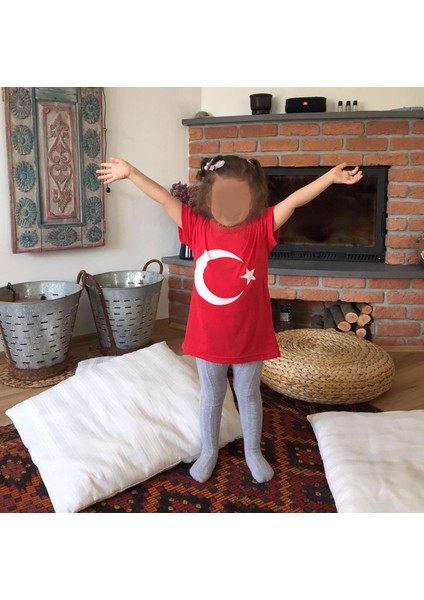 Türk Bayrağı Çocuk Tişört 5-12 Yaş Arası Türk Bayraklı 23 Nisan 19 Mayıs 29 Ekim 10 Kasım Tişörtü