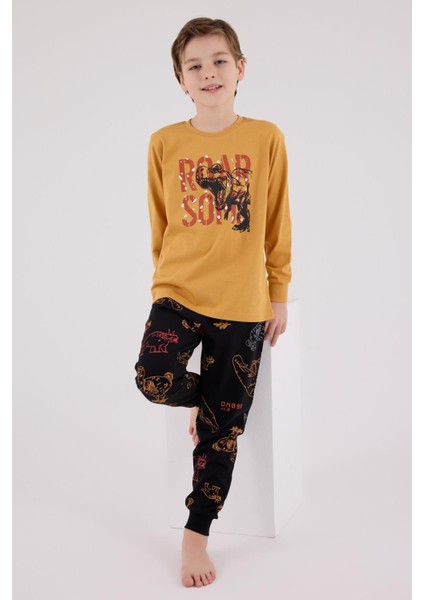 Erkek Çocuk Uzun Kol Pijama Takım Hardal