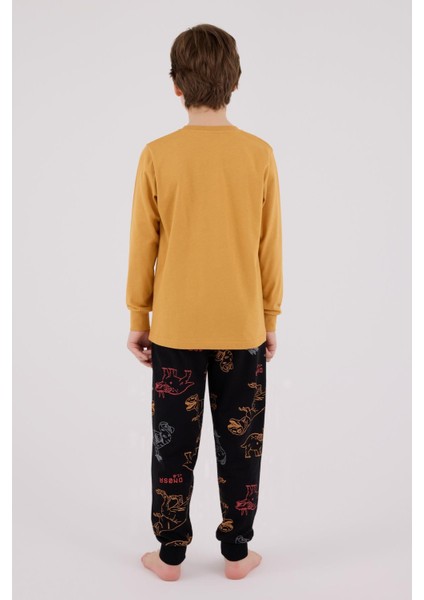 Erkek Çocuk Uzun Kol Pijama Takım Hardal fırsatları