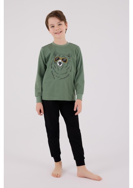 Erkek Çocuk Uzun Kol Pijama Takım K.yeşil