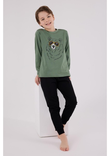 Erkek Çocuk Uzun Kol Pijama Takım K.yeşil modelleri