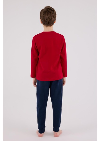 Erkek Çocuk Uzun Kol Pijama Takım Kırmızı modelleri