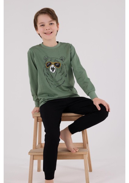 Erkek Çocuk Uzun Kol Pijama Takım K.yeşil