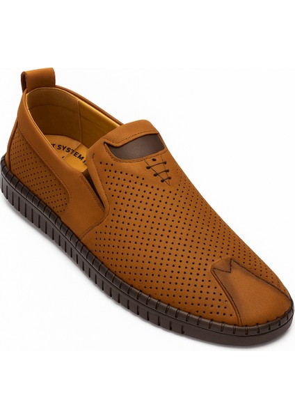 GR0368 Hakiki Nubuk Deri Hafif Poli Taban Dikişli Aksesuarlı Delikli Günlük Espadril Tarz Erkek Ayakkabı