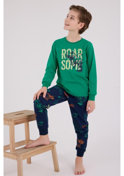 Erkek Çocuk Uzun Kol Pijama Takım Orman Yeşili