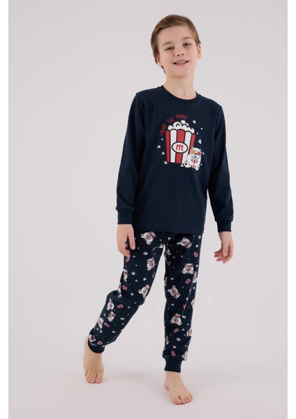 Erkek Çocuk Uzun Kol Pijama Takım Lacivert indirimleri