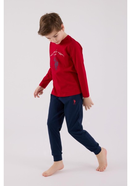 Erkek Çocuk Uzun Kol Pijama Takım Kırmızı modelleri