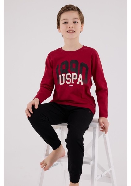 Erkek Çocuk Uzun Kol Pijama Takım Bordo