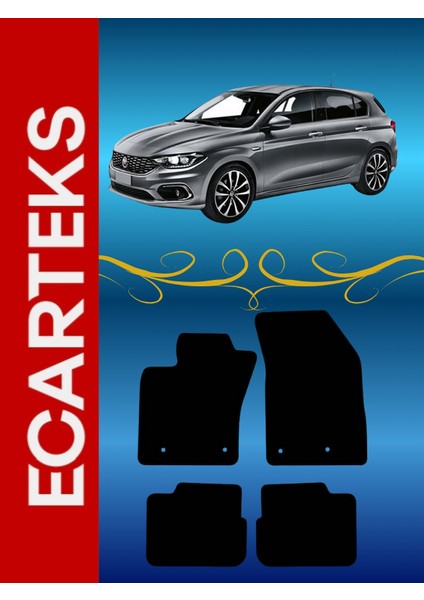 Fiat Egea Station Wagon 2017 ve Sonrası Klipsli-Kaymaz Taban Halı Paspas