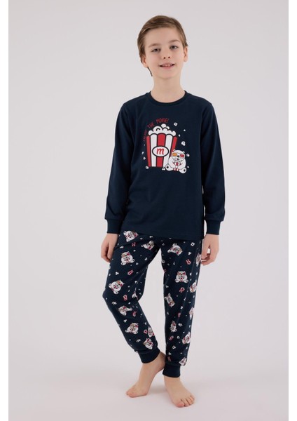 Erkek Çocuk Uzun Kol Pijama Takım Lacivert indirimleri