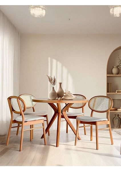 Berlin Natural Ahşap Masa Sandalye Takımı 100X100