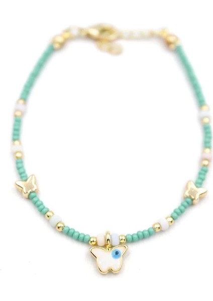 Kelebek Boncuk Bileklik - Açık Yeşil