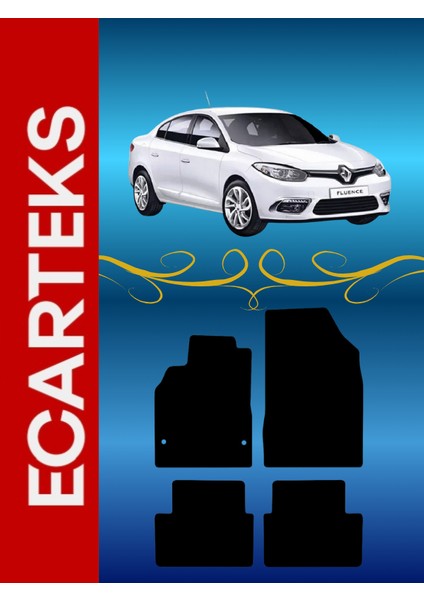 Renault Fluence Özel Halı Paspas Takımı 2010 ve Sonrası (Klipsli-Kaymaz Tabanlı)