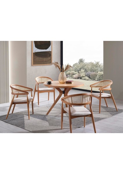 Oslo Natural Ahşap Masa Sandalye Takımı 100X100 modelleri