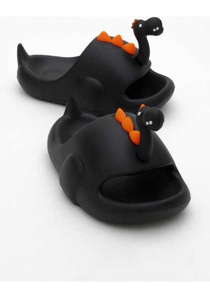 Çocuk Dinozor Figürlü Terlik 25-32 Siyah