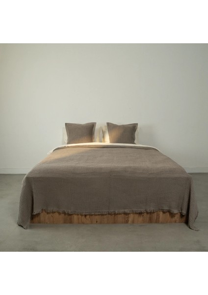 Terra Petek Dokulu Çift Kişilik Yatak Örtüsü Vizon 220X240 cm