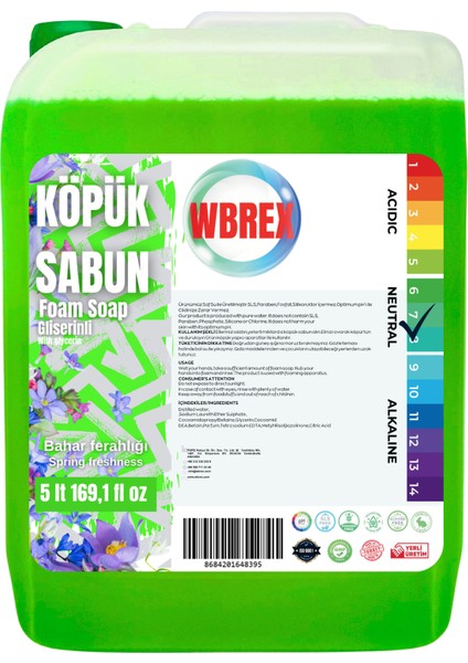 Bahar Ferahlığı Köpük Sabun 5 Lt – Ekonomik Boy, Ferah Kokulu, Cilt Dostu Temizlik