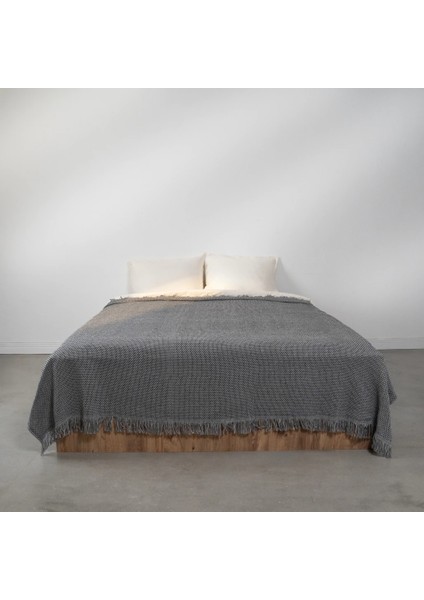 Curly Çift Kişilik Battaniye Siyah Gri 200X220 cm