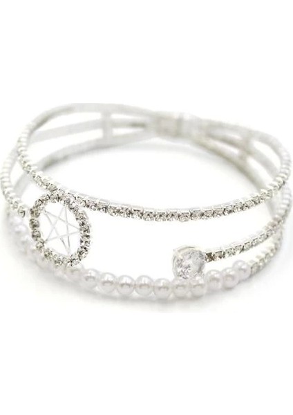 Incili Su Yolu Bileklik - Gümüş