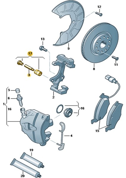 Seat Toledo 1999-2004 Ön Fren Kaliper Saplama Burç Takımı 4D0698647 fiyatları