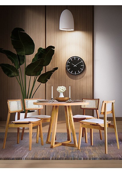 Tokyo Natural Ahşap Masa Sandalye Takımı 110X110