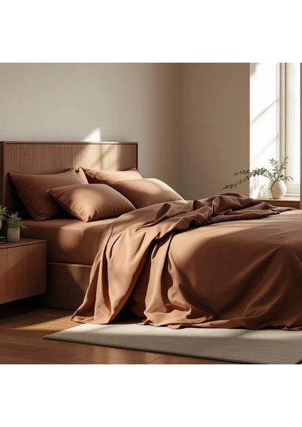 Soho 200 Tc Pamuk Perkal King Size Nevresim Kahverengi modelleri