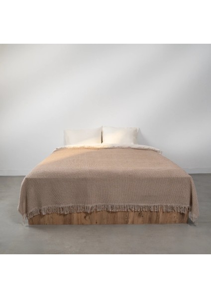 Curly Çift Kişilik Battaniye Bej Kahve 200X220 cm