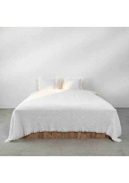 Terra Petek Dokulu Çift Kişilik Yatak Örtüsü Beyaz 220X240 cm