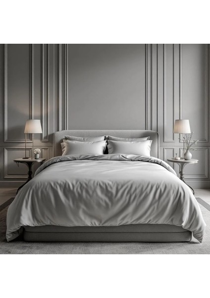 Soho 200 Tc Pamuk Perkal King Size Nevresim Seti Gri