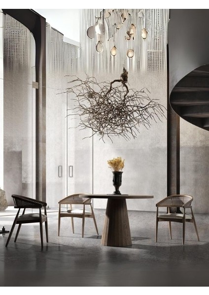 Neptün Ceviz Ahşap Masa Sandalye Takımı 120X120